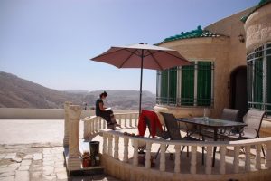 Relaxing at the terrace of BB Petra Fig Tree Villa 300x200