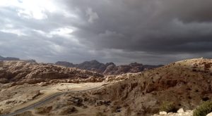 View on the Petra mountains from the back garden of BB Petra Fig Tree Villa 300x165
