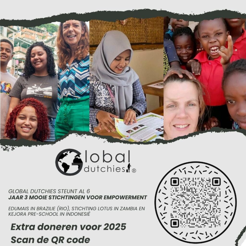 Donatie Global Dutchies empowerment projecten 2025 4 donaties 2025 met QR code